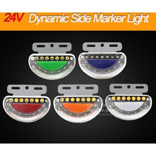24V LED Dynamic Car Truck Side Marker Light Car External Light Squarde Warning Tail Light Signal Lamps Trailer Lorry Tractor