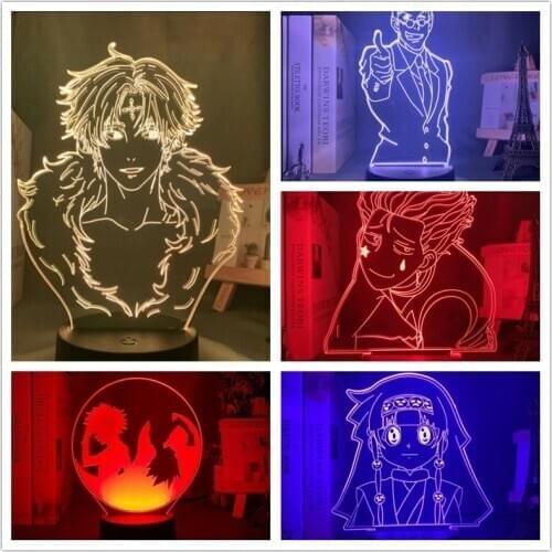 HxH Acrylic 3D Lamp LED Illusion Night Light Anime Hunter X Hunter Table Nightlight for Kid Bedroom Decor Lighting Hisoka Gadget