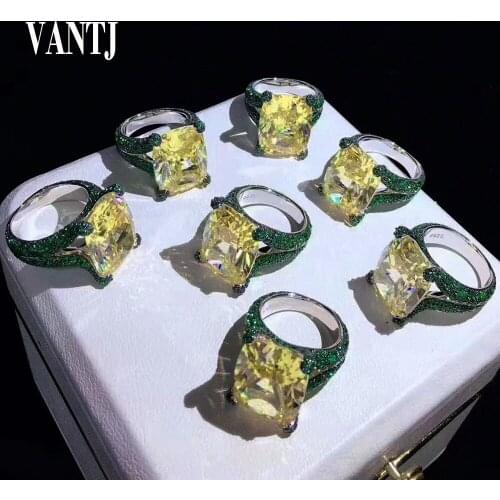 VANTJ Luxury Moissanite Rings Sterling 925 Silver Created Gemstone for Women Lady Party Wedding Jewelry Gift