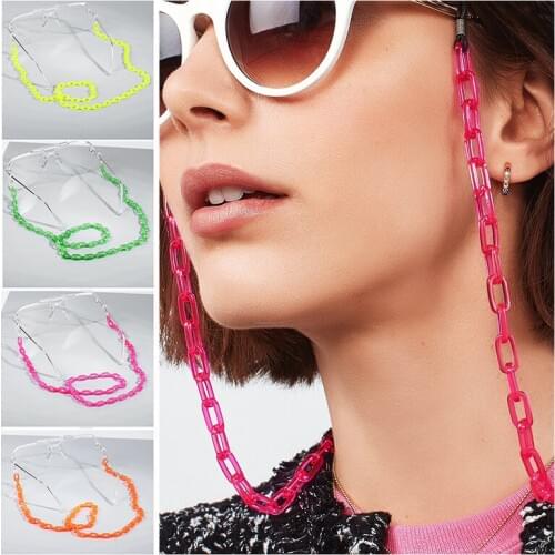 Candy Color Leopard Acrylic Sunglasses Chain Chic Womens Eyeglass Chains Reading Glasses Chain Eyewears Cord Holder Neck Lanyard