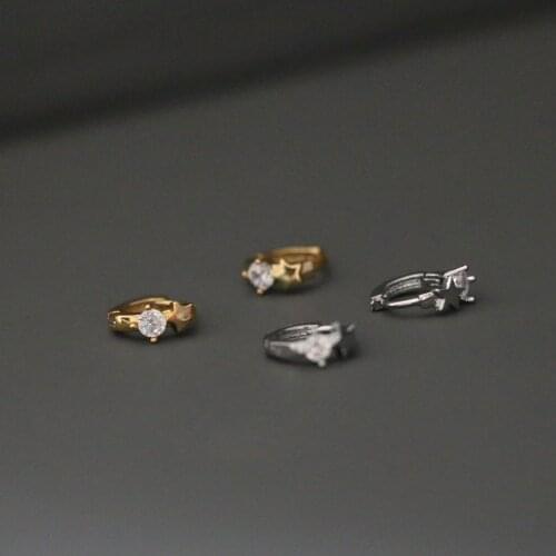 Cute Simple Tiny Zircon Star Shape Ear Cartilage Clip Cuff Hoops Women Small 6mm Closed Round Copper Earring Ear Jewelry