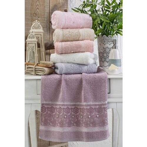 Pearl Laced Towel 50x90 6 PCS MADE IN TURKİYE