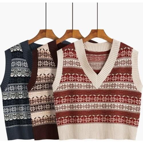 Womens sweater vest short outer v-neck college style Korean style wild spring and autumn new knitting fashion casual