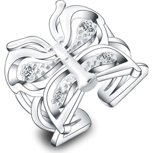 925 Sterling Silver Hollow Butterfly AAA Zircon Ring For Women Fashion Wedding Engagement Party Gift Charm Jewelry