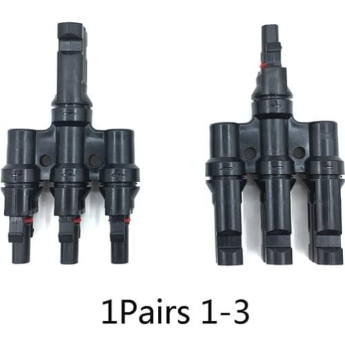 1Pair PV Connector T type Branch Parallel Connection solar system IP67 Waterproof Solar Panel Cable Splitter Coupler Combiner