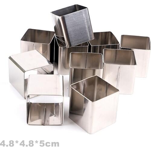 10pcs 2 inches 4.8*4.8*5cm mini square shape 304 stainless steel small cake pineapple biscuit pastry mousse ring bakery supplies