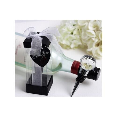 100pcs New Crystal Elegant Red Wine Bottle Stopper Reusable Vacuum Sealed Wedding Favor Gift Free Shipping