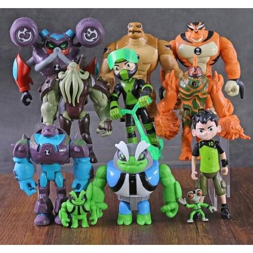 11pcs Ben Grey Matter Heatblast Humongousaur Rath Vilgax Action Figures Figurines with Movable Joints Model Toys for Kids Gift