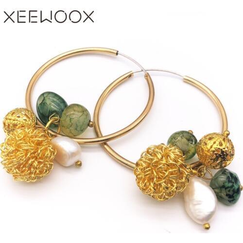 2019 Big Fresh Water Pearl Natural stone for women Dangle Earrings Handmade Statement bohemian Pearl Jewelry offer Drop shipping