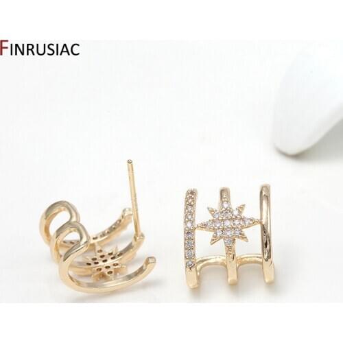 2021 New Designer Star Stud Earrings Female Korean Fashion C shape Zircon Earrings Women Jewelry