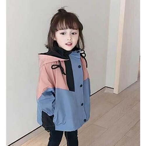 2021 Spring And Autumn New Hot-Selling Girls' Coats For Childrens Short Windbreaker Zipper Cardigan Jacket Hooded Coat Korean