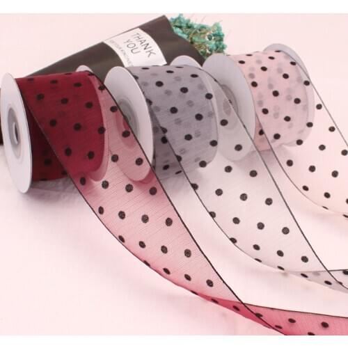 25mm/40mm Organza Ribbon Christmas Gift Handwork DIY Dot Snow Yarn Ribbon Wedding Birthday Party Decorations Tape 9Meters/roll