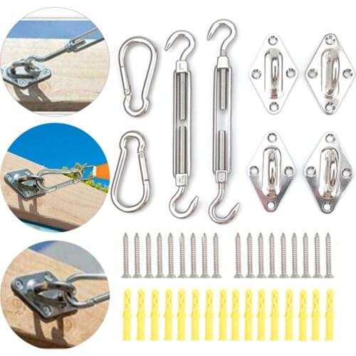 26pcs Metal Fittings Stainless Steel Sun Sail Sun Shelter Fitting Kits Awning Special Fixed Accessories Shade Sail Accessories