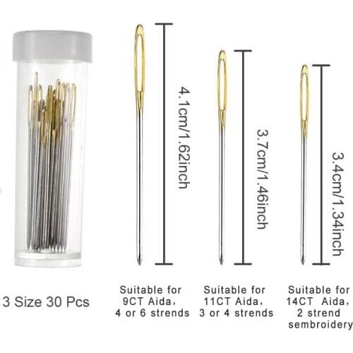 30Pcs/Set Sewing Needle Stitching Large Eye for Household Cross Stitch Needles Steel Hand Sewing Needles Embroidery Tool
