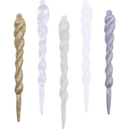 5Pcs 13cm Simulation Ice Xmas Tree Hanging Ornament Fake Icicle Prop For Winter Birthday Party Christmas Tree Hanging Decoration