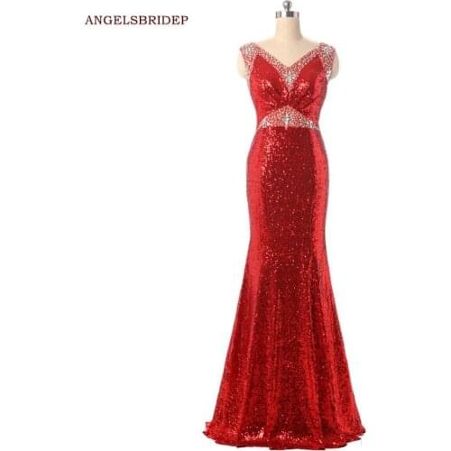 ANGELSBRIDEP Cap-Shoulder Mermaid Evening Party Gowns Bling Bling Sequined Floor-Length Special Occasion Prom Celebrity Gown