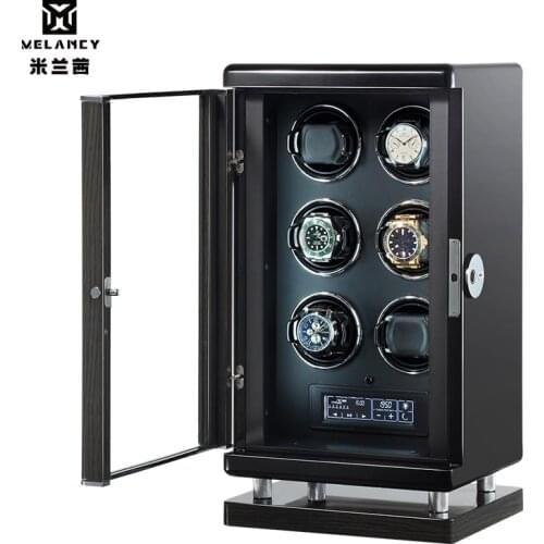 MELANC Automatic Watch Winder Luxury 6 Watch Storage Box Touch Control and Interior Backlight Watches Box Safe with Fingerprint