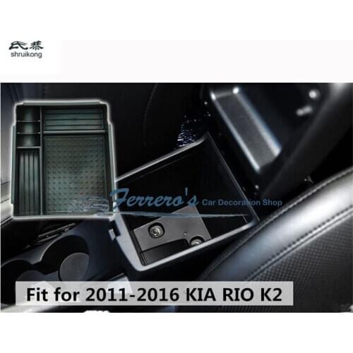Free shipping 1pc car cover car sticker central armrest store content box cover for 2011-2016 KIA RIO K2