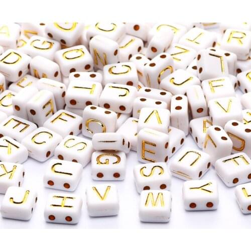 White Mix Double Hole Acrylic Letter Beads 8x9mm Square Spacer Loose Beads For Jewelry Making Diy Necklace Bracelet Accessories