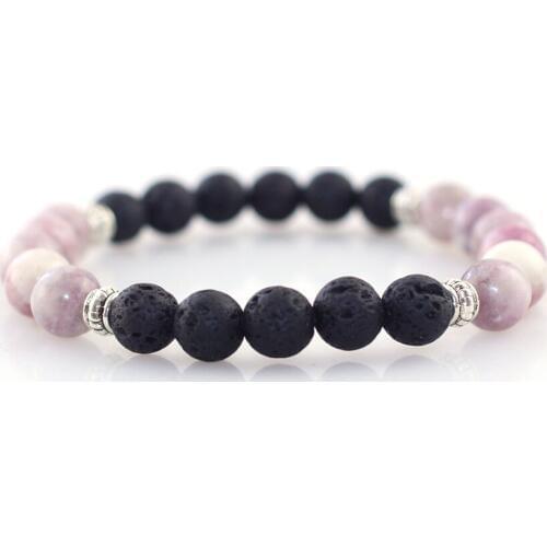 Vintage 8mm Purple Onyx Natural Stone Bracelet Handmade DIY Essential Oil Diffuser Lava Yoga Bead Bracelets For Girls Men Unisex