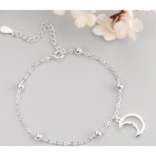 Daisies Pure 925 Sterling Silver Bracelet Female Fashion Jewelry Hollow Moon Bead Temperament Women Statement Bracelet&Bangle