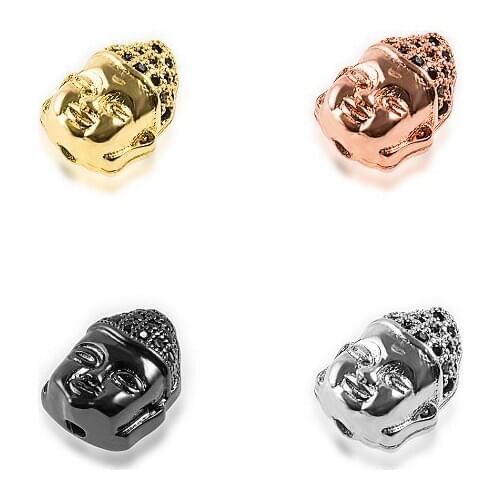 11*15mm Buddha head crystal micro pave cz zircon cubic zirconia beads DIY Copper necklace charm bracelet connectors crrx
