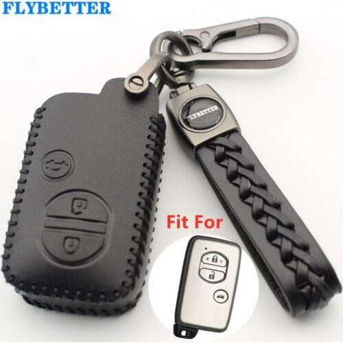 FLYBETTER Genuine Leather 3Button Keyless Entry Smart Key Case Cover For Toyota Prado/Crown/Camry/Reiz L619