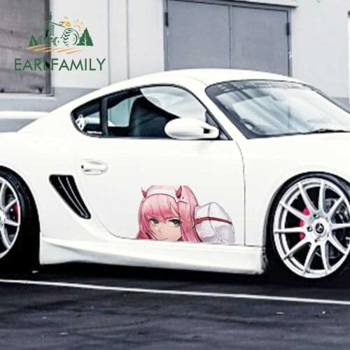 EARLFAMILY 43cm x 23.2cm For Zero Two Darling in the FranXX Car Stickers Campervan Car Assessoires Decal Waterproof Vinyl Decor