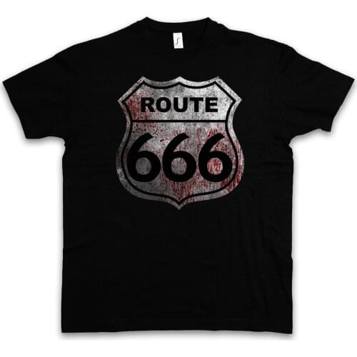 2019 New 100% Cotton T-Shirt Men Clothing Plus Size Route 666 T-Shirt Satan Highway Biker Race Us Car Road To Chopper Hell Shirt
