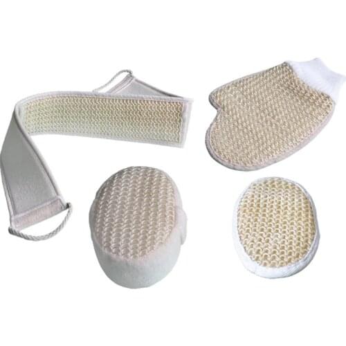 1 Set Bath Loofah Sponge Back Rubbing Strip Scrubbing Glove Sisal Reusable Scrubbing Glove Set Bath Sponge Pad Set Shower Strap