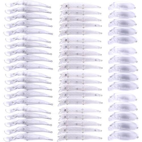 HENGJIA 100pcs 3 Types 9.8g/15g/27.9g Isca Artificial Embryo Body Unpainted Swimbait Fishing Lures Minnow Fishing Tackle