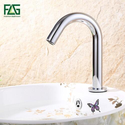 FLG Basin Faucet Chrome Faucet Ceramic Plate Spool Water Saving Battery Power Automatic infrared sensor faucet