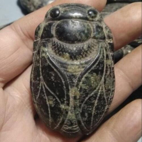 Hongshan culture antique jade black iron meteorite cicadas statue