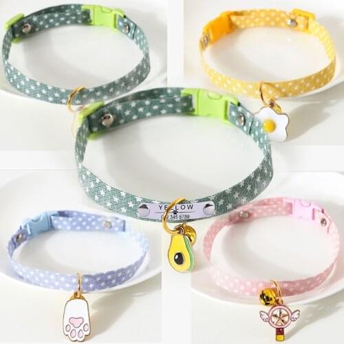 Customized Cute Cat Collar with Bell Cut Kitten Collars Breakaway Adjustable Pet Collar Puppy Pet Supplies Accesorios Para Gatos