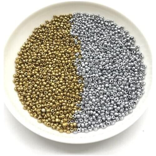 New 2/3/4mm gold and silver round with holes Czech glass seed beads for jewelry making