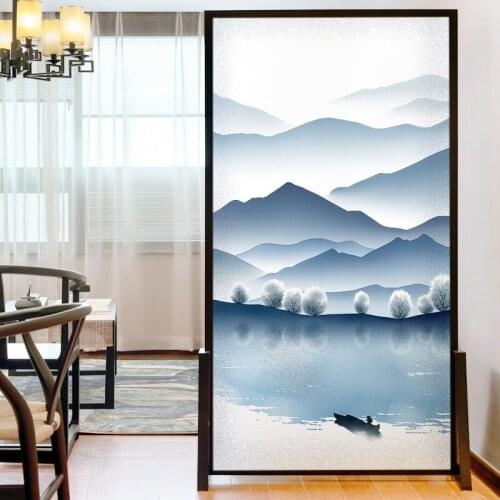 Frosted Window Film Privacy Glass Stickers Ink Scenery Anti-peep Window Sticker Bathroom Opaque Shower Door Static Film DIY