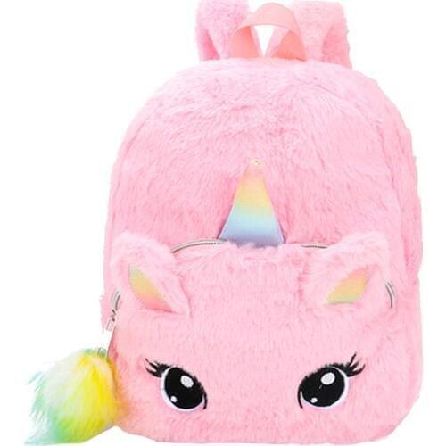 1PC Cute Schoolbag Plush Backpack Unicorn Fashion Cartoon Backpack Shoulder Bag Plush Toy for Children Student Girls