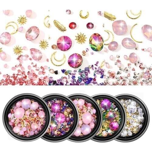 1 Box Mini Bubble Ball Beads Bottom Colorful Crystal Glass Diamond Ornaments Beads For DIY UV Resin Filling 3D Nail Art Decora
