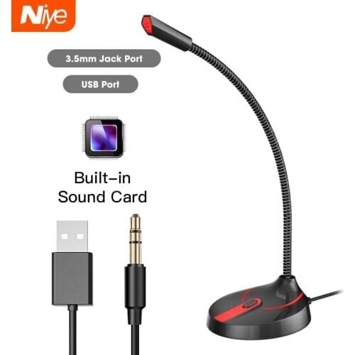Mini USB Microphone Studio Speech Speakers 3.5mm Jack Plug Wired Microphones for PC Computer Laptop Notebook Loud Speaker