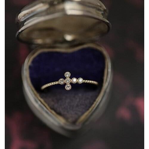 Trendy Female Crystal Cross Thin Ring Charm Gold Color Open Wedding Rings For Women Luxury Green Zircon Stone Engagement Ring