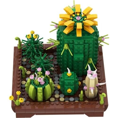 Desert Cactus Potted Plants Building Blocks Kit Desert Plants Jungle Model Bricks Home Decoration Flowers Garden Children Gifts