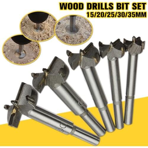 15-35mm High Carbon Steel Long Round Shank Hinge Hole Cutter Forstner Drill Bit Set for Wood Plastic Power Tools accessories