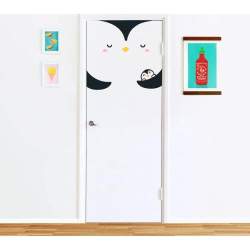 Pumi the Penguin door decal Wall decal for kids rooms and nurseries Animal Decal Penguin Decal cute funny door decor K523