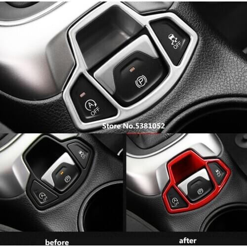For Jeep Compass Accessories 2017 2018 2019 Electronic Auto Handbrake Hand Brake Button Sticker Panel Trim Decoration Cover