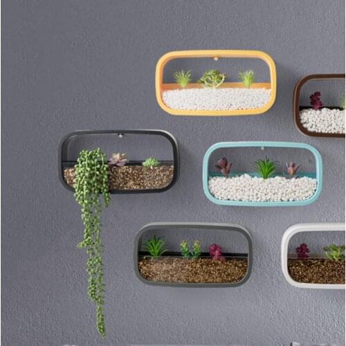 Nordic Style Wall Decoration Plant Pot Eco-friendly Wear Plastic Wall Hanging Flower Pot for Home Artificial Flower Container