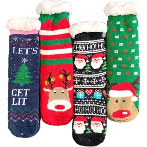 18 Style Christmas Socks Women 1 Pair Thick Warm Floor Socks Non-Slip Socks Female Christmas Gifts Cartoon Carpet Socks Winter