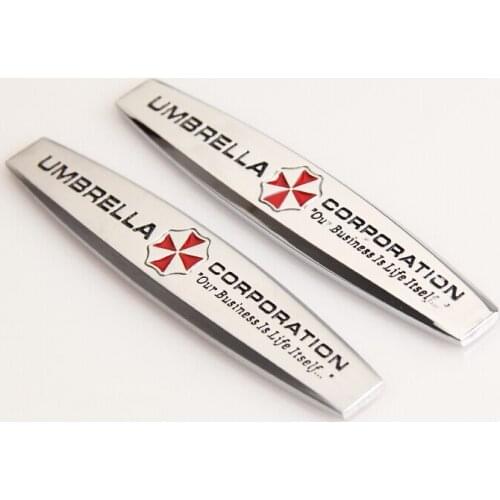 NEW 2pcs 3D metal UMBRELLA CORPORATION logo Car Sticker side Emblem Badge Auto rear trunk decoration Decal styling