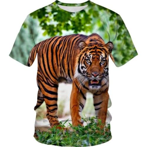 2021 New mens T-shirt 3D printed animal domineering three-dimensional tiger T-shirt short sleeve funny design casual tops