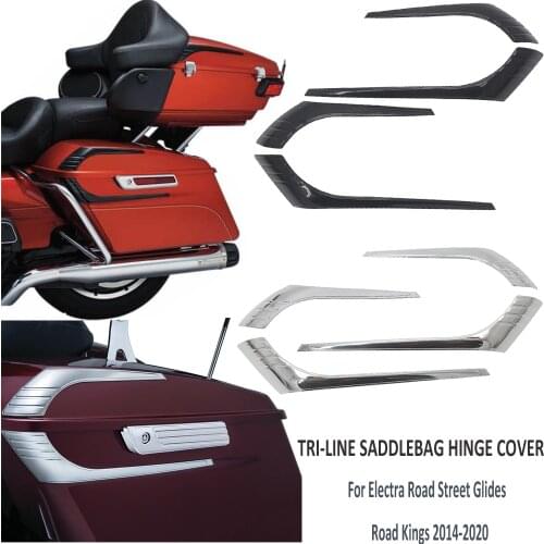 New Motorcycle Black Tri-Line Saddlebag Hinge Covers FOR HARLEY Electra Road Street Glides Road Kings 2014-2020
