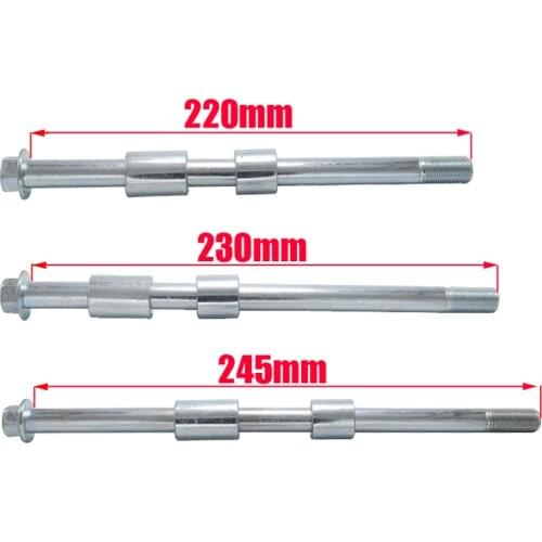 12mm 220mm / 230mm / 245mm + 2 Spacers Front Back Rear Axle for 70cc 90cc 125cc 140cc 200cc 250cc PIT PRO Trail Dirt Bike
